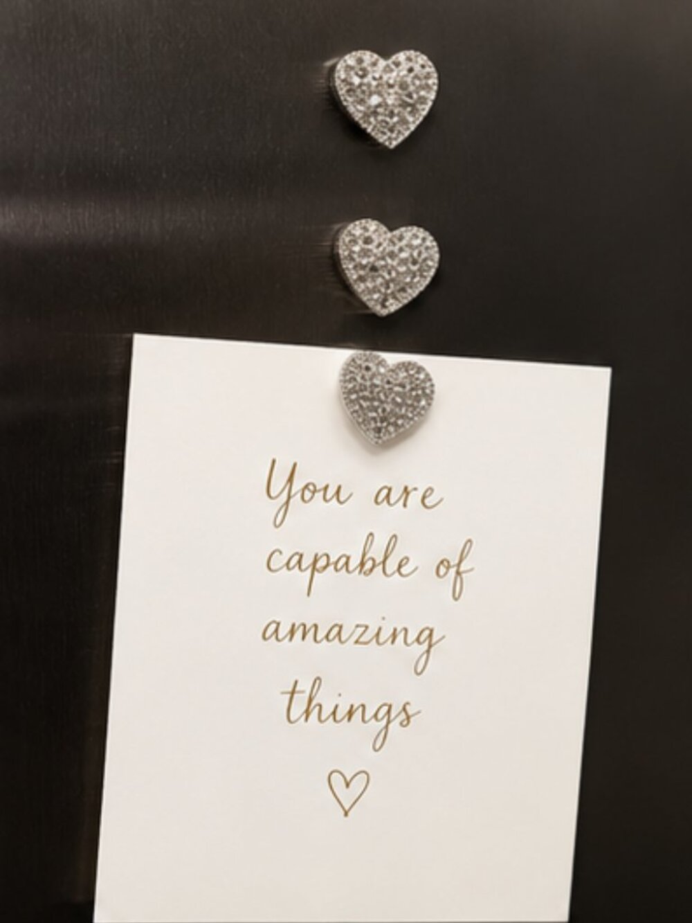 Sparkling Rhinestone Heart Magnets Set of 3 | Silver Crystal Fridge Magnets